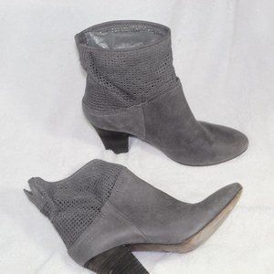 Cordani Size 9 Gray Perforated Shaft Genuine Italian Leather Heeled Ankle Boots